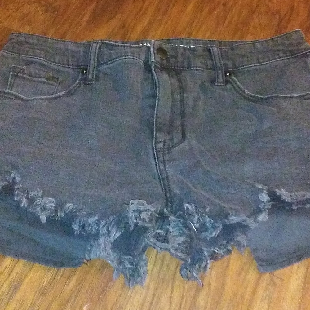 Dark gray cutoff shorts